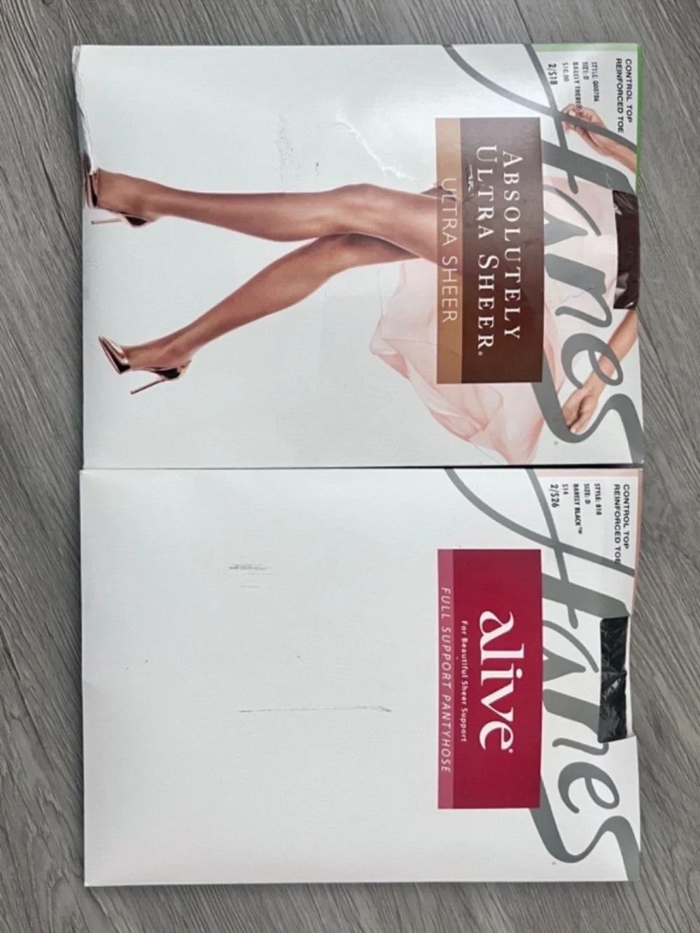 2-Hanes Control Top Reinforced Toe Pantyhose, Barely Black/Barley There Size D
